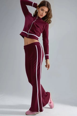 Modal Touch Sweatshirt mit Reißverschluss und Schlaghose im Zweiteiler-Set