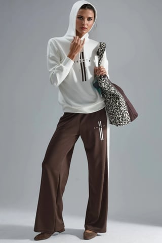 Modal Touch Kapuzen-Sweatshirt und gestreiftes Detail-Hosen-Set