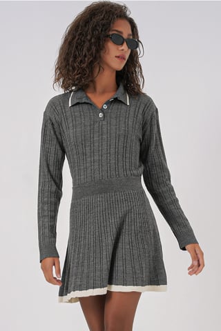 Polo-Kragen Texturiertes Strick-Co-Ord-Set