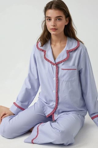 Kariertes Baumwoll-Pyjama-Set mit Hemdkragen