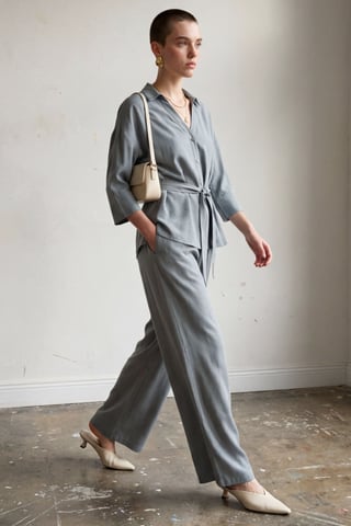 Tencel Zweiteiliges Set mit Bindungsdetail