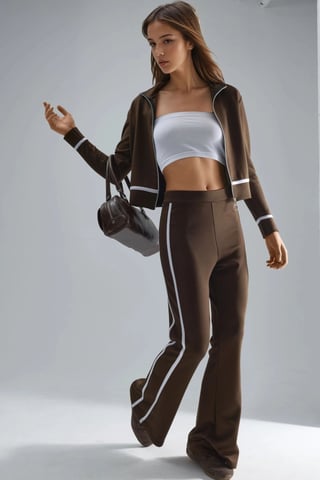 Modal Touch Reißverschluss-Sweatshirt & Schlabberhosen-Set mit Glockenform