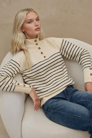 Knopfleiste Strickpullover