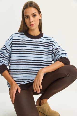 Übergroßer gestreifter Strickpullover