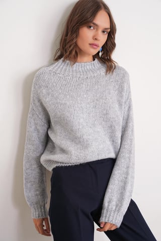 Lässiger Crewneck-Dickstrickpullover