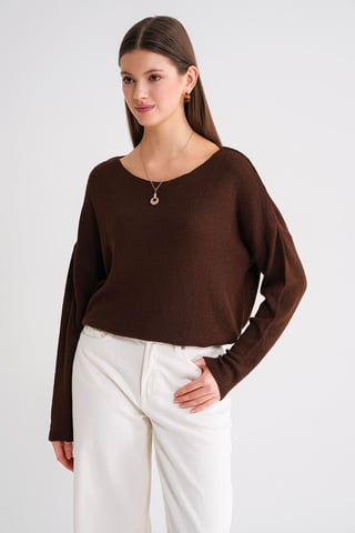 Übergroßer Bootsausschnitt-Strickpullover