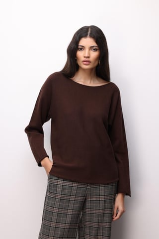 Bootsausschnitt Ribstrickpullover