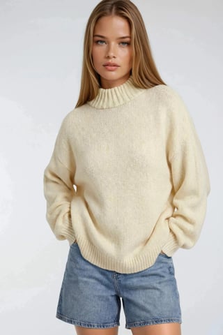 Lässiger Schnitt Rundhals Dickstrickpullover