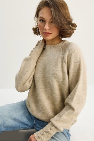 Pullover mit Knopfmanschetten-Detail