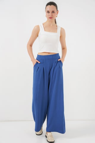 Big Dart Faltenweite Crepe-Hose - Marineblau
