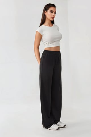 Weite Strickhose mit elastischem Bund