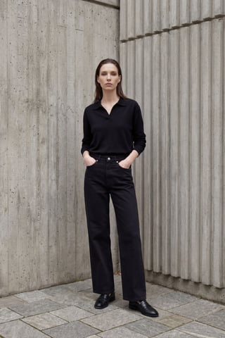MyFashion Hochtaillierte Straight-Leg-Jeans - Schwarz