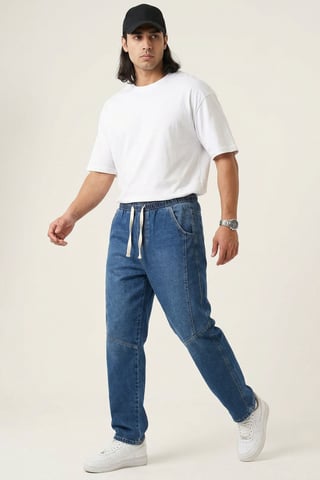 Baggy-Jeans mit Kordelzugbund