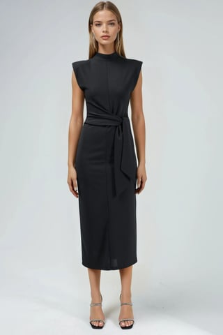 Kleid mit Stehkragen und Midi-Länge