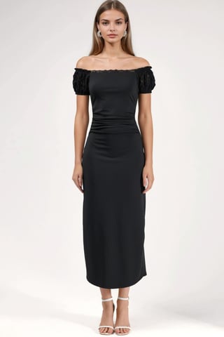 Spitzenärmeln Midi-Kleid