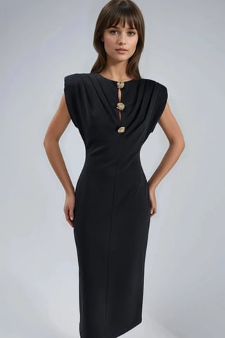 Slim Fit Midi-Kleid mit Zubehördetails