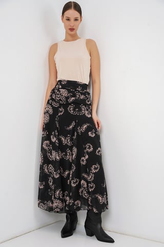Hochtaillierter Paisley Maxi-Rock
