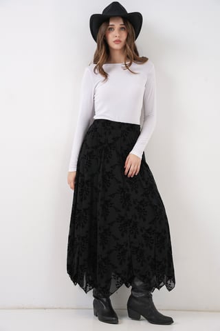 High-Waist Blumen A-Linie Maxi-Rock