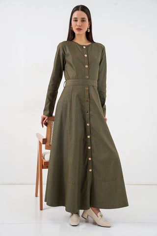 Gürteltuch Midi-Kleid