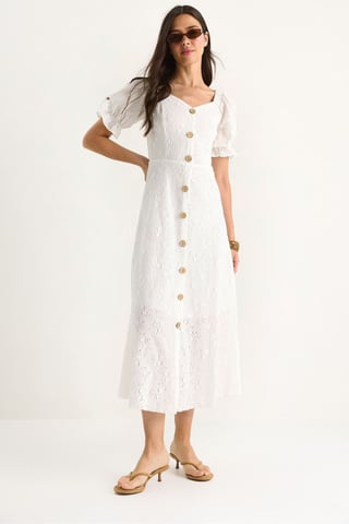 Blumen-Midi-Kleid mit quadratischem Kragen