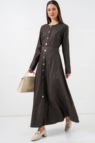 Gürteldesign Denim-Midikleid