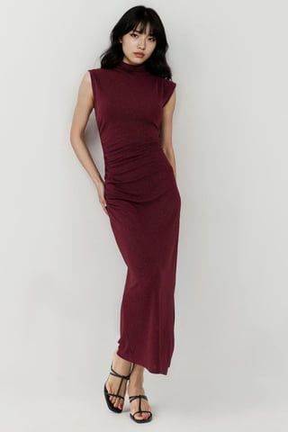Ärmelloses Bodycon Pailletten-Midi-Kleid