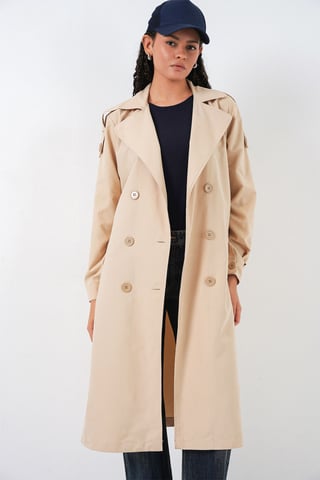 Langer Doppelreihiger Trenchcoat
