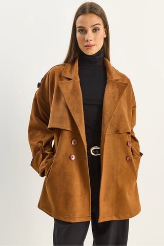 Oversize Kunstwildleder-Trenchcoat