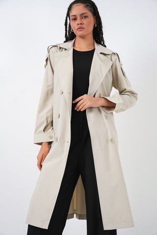 Langer doppelt knöpfbarer Trenchcoat