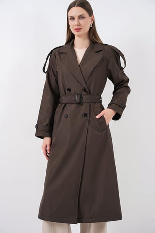 Doppelt gelegter langer Trenchcoat