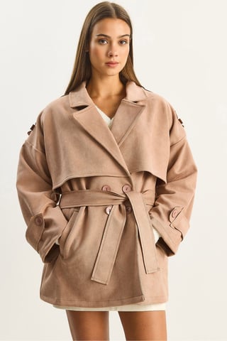Oversize Kunstwildleder-Trenchcoat