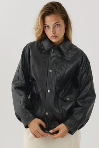 Oversized Kunstlederjacke mit Taschen