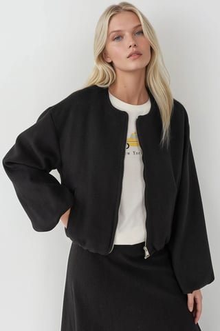 Oversized Strick Bomberjacke mit durchgehendem Reißverschluss