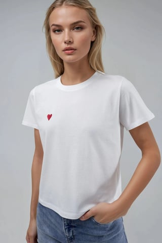 Besticktes Rundhals-Kurzarm-T-Shirt aus 100% Baumwolle