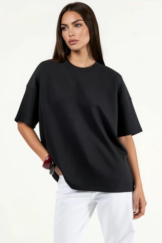 Übergröße Rundhalsausschnitt Modal Touch Strick-T-Shirt