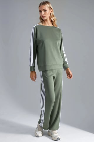 Gestreiftes Sweatshirt mit Rundhalsausschnitt und gerade geschnittene Hosen Coord