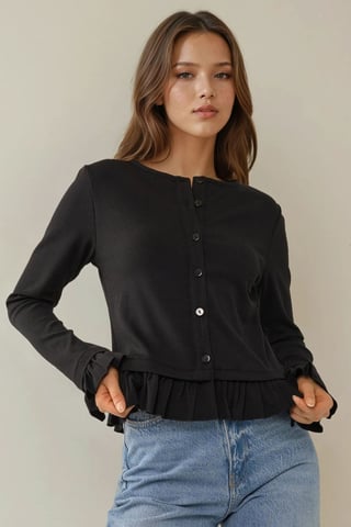 Fitted Rundhals Strickcardigan