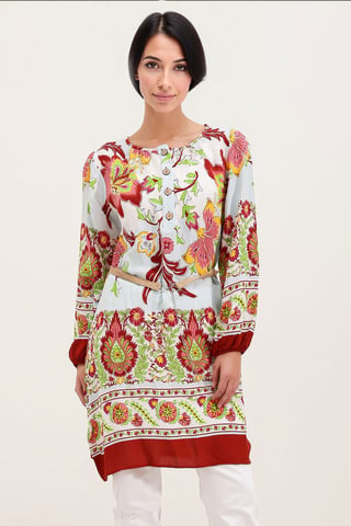 Blühendes Mini-Kleid mit Schleife