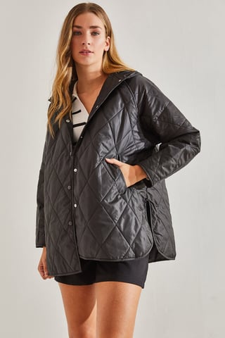 Kapuze Übergroße Steppjacke