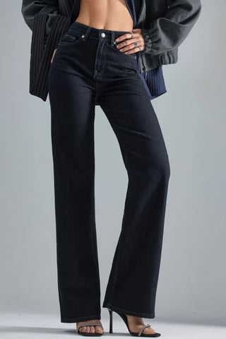 SQUALO Hochtaillierte Gerade Leg Jeans