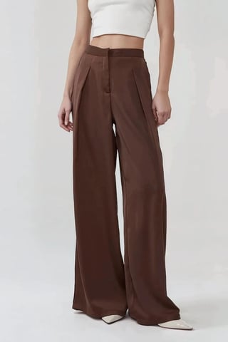 Hochtaillierte weite Satin-Palazzo-Hose