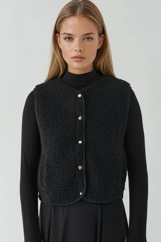 Strukturierte ärmellose Crew-Neck-Weste