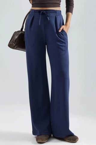 Hiccup Plissierte Palazzo-Hose aus Modal-Touch - Marineblau