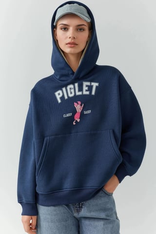 Übergroßer bedruckter Kapuzenpullover