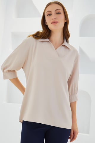 Polokragen Lockere Passform Bluse
