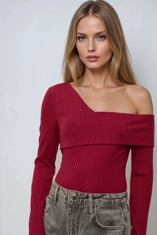 Asymmetrisches Hals-Texturiertes Stricktop