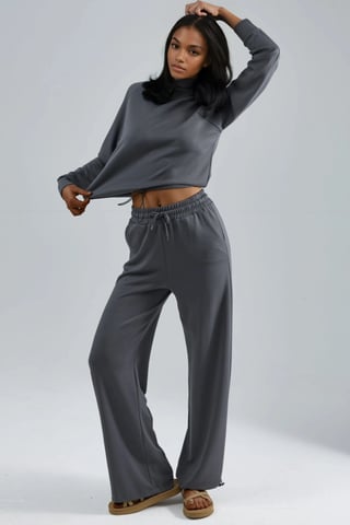 Modal Touch Halbkragenbluse & Elastische Taillenhose
