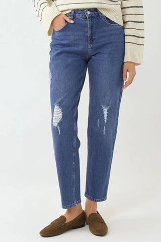 Zerstörte Detailierte Slim Fit Jeans
