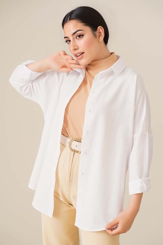 Lockere Passform Popeline-Shirt mit Knopfleiste