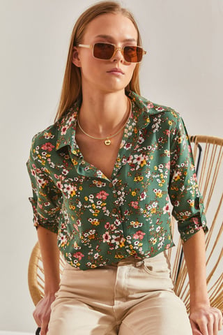 Blumen-Viskose-Shirt
